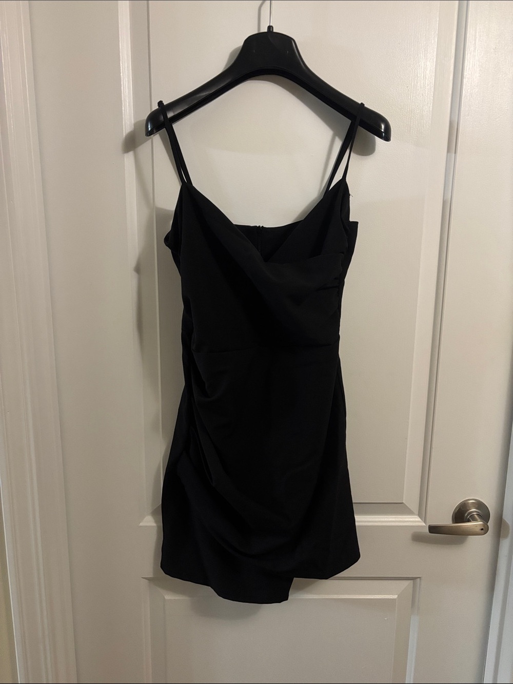 Sadie & Sage Black Mini Slip Dress with Draped Front